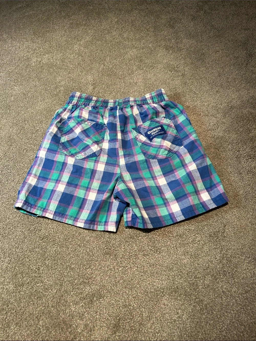 Vintage OshKosh B'gosh Plaid Cotton Shorts - Blue, Green & Purple *made in USA*